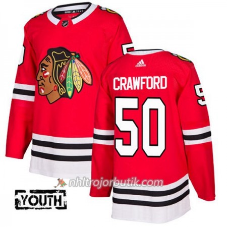 Barn Ishockey Chicago Blackhawks Tröja Corey Crawford 50 Adidas 2017-2018 Röd Authentic Barn Ishockey Chicago Blackhawks Tröja Corey Crawford 50 Adidas 2017-2018 Röd Authentic